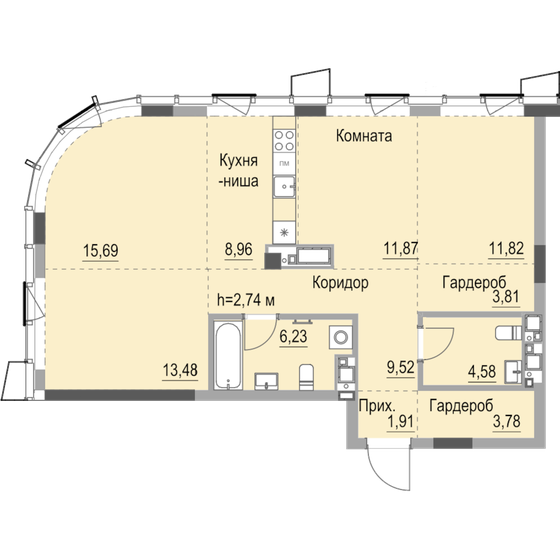 94,8 м², квартира-студия 14 580 000 ₽ - изображение 1