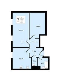 Квартира 61,5 м², 2-комнатные - изображение 1