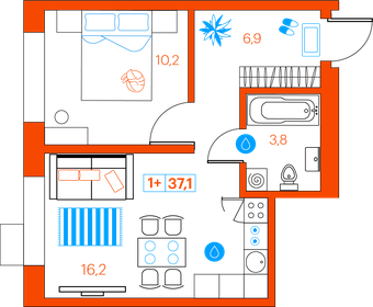 37 м², 1-комнатная квартира 4 870 000 ₽ - изображение 24