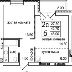 Квартира 49 м², 1-комнатная - изображение 5