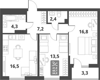 Квартира 86 м², 3-комнатная - изображение 1