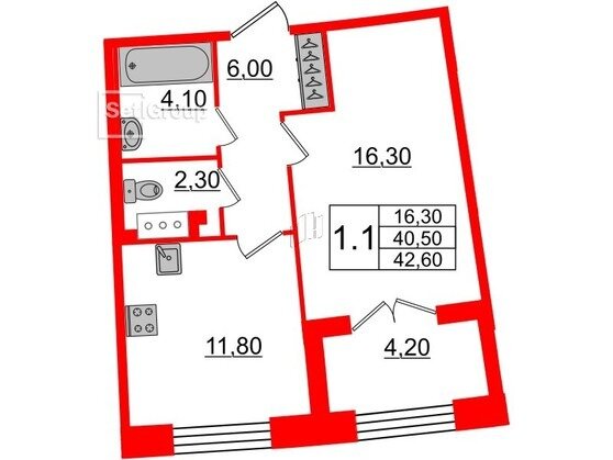 42,6 м², 1-комнатная квартира 16 849 000 ₽ - изображение 46