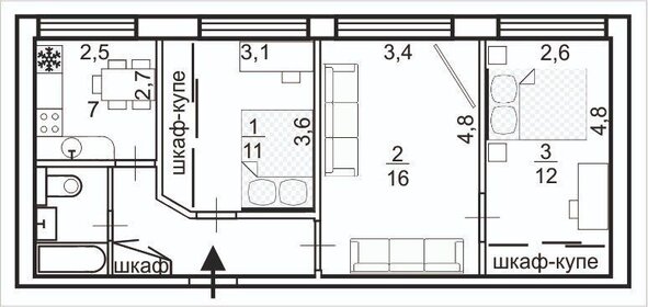 70 м², 3-комнатная квартира 70 000 ₽ в месяц - изображение 3