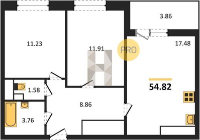 Квартира 54,8 м², 2-комнатная - изображение 1