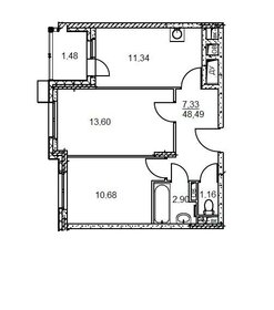 Квартира 48,4 м², 2-комнатная - изображение 1