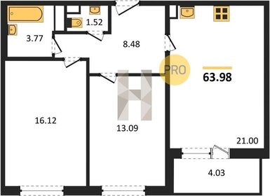 Квартира 64 м², 2-комнатная - изображение 1