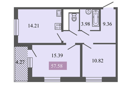 Квартира 55,5 м², 2-комнатная - изображение 1