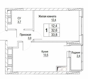 Квартира 34 м², 1-комнатная - изображение 1