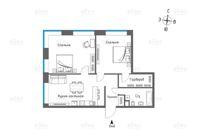 Квартира 68,7 м², 2-комнатная - изображение 1