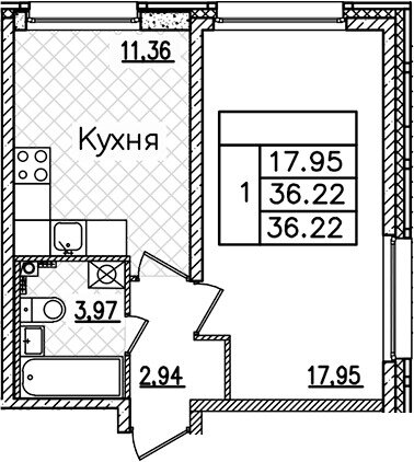 36,2 м², 1-комнатная квартира 9 800 000 ₽ - изображение 1