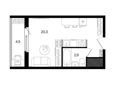 Квартира 30 м², студия - изображение 1