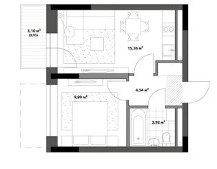 Квартира 34,4 м², 1-комнатная - изображение 1