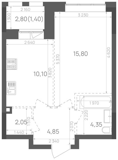 38,6 м², 1-комнатная квартира 10 471 897 ₽ - изображение 1