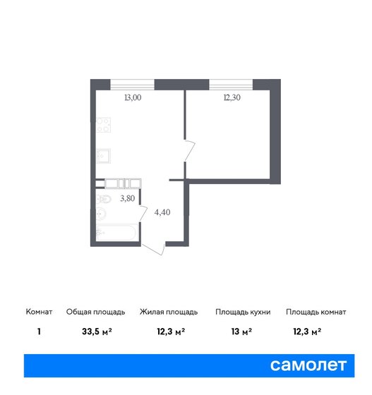 33,5 м², 1-комнатная квартира 11 152 217 ₽ - изображение 1