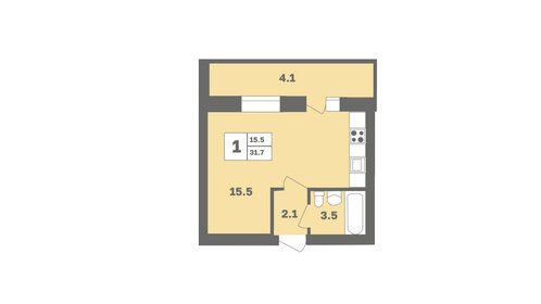 33,3 м², квартира-студия 3 296 700 ₽ - изображение 66