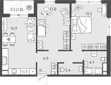 Квартира 31,1 м², студия - изображение 1