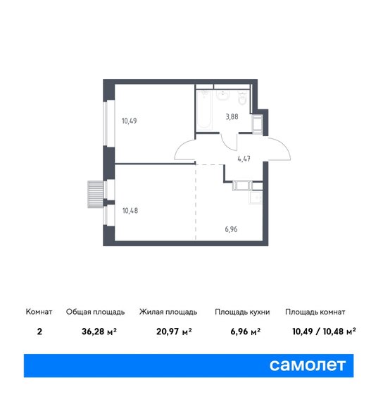 36,3 м², 1-комнатная квартира 8 833 672 ₽ - изображение 1