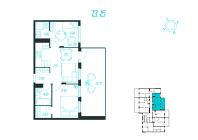 Квартира 57,7 м², 2-комнатная - изображение 1