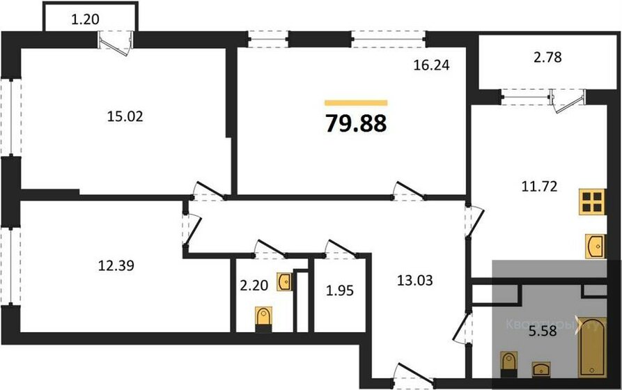 79,9 м², 3-комнатная квартира 10 552 244 ₽ - изображение 1