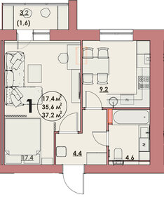 37,2 м², 1-комнатная квартира 3 100 000 ₽ - изображение 15