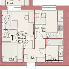 Квартира 37,2 м², 1-комнатная - изображение 2