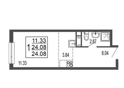 Квартира 24,1 м², студия - изображение 1