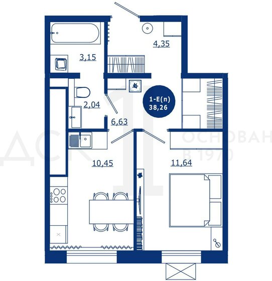 38,3 м², 1-комнатная квартира 6 050 000 ₽ - изображение 1