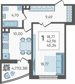 45,5 м², 1-комнатная квартира 6 455 320 ₽ - изображение 13