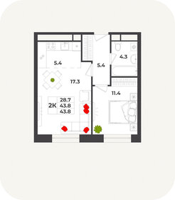 33,8 м², 1-комнатная квартира 2 350 000 ₽ - изображение 58