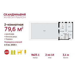 72,5 м², 2-комнатная квартира 17 287 820 ₽ - изображение 30