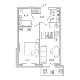 46,7 м², 1-комнатная квартира 5 495 390 ₽ - изображение 20