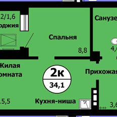 Квартира 34,2 м², 2-комнатная - изображение 2