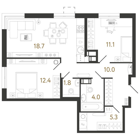 63,3 м², 2-комнатная квартира 18 079 032 ₽ - изображение 1