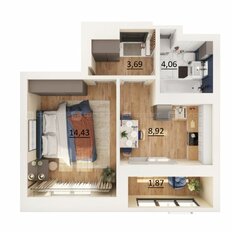 Квартира 33 м², 1-комнатная - изображение 4
