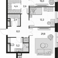 Квартира 92,6 м², 3-комнатная - изображение 2