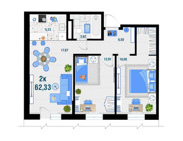 56,2 м², 2-комнатная квартира 7 800 000 ₽ - изображение 83