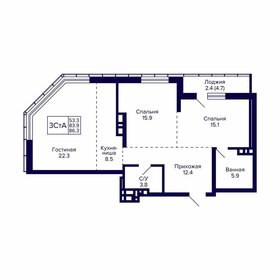 Квартира 86,3 м², 3-комнатная - изображение 1