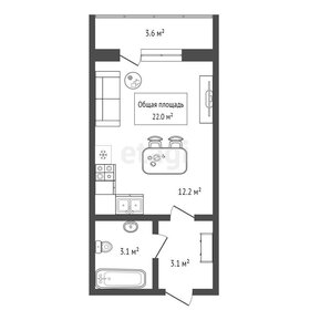 Квартира 22 м², студия - изображение 1