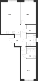 Квартира 70,1 м², 2-комнатная - изображение 1