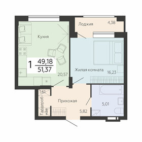 50,9 м², 1-комнатная квартира 6 363 750 ₽ - изображение 1