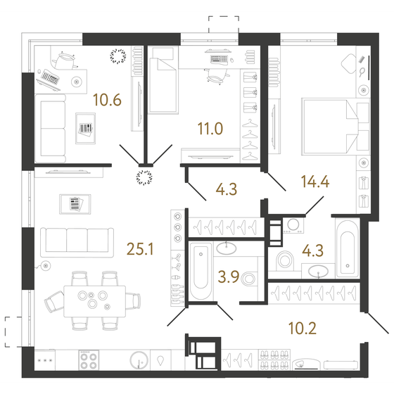 83,8 м², 3-комнатная квартира 23 432 692 ₽ - изображение 1