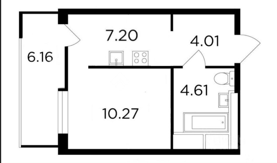 32 м², 1-комнатная квартира 6 290 000 ₽ - изображение 1