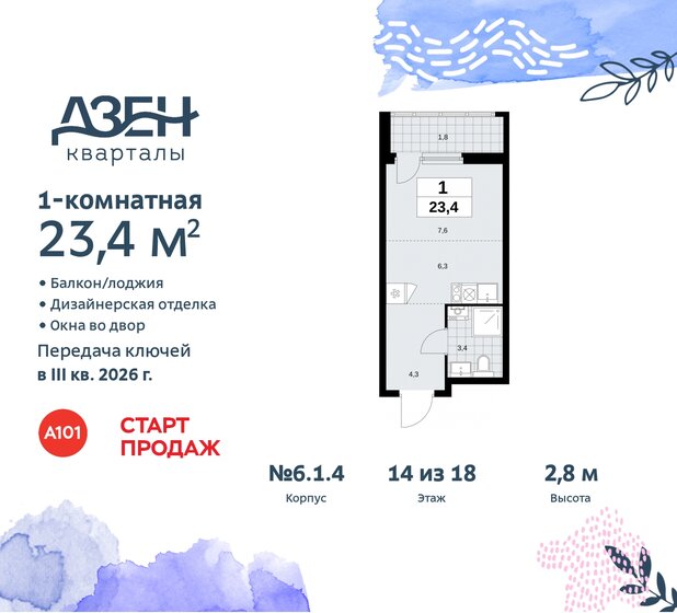 23,4 м², квартира-студия 8 436 673 ₽ - изображение 45