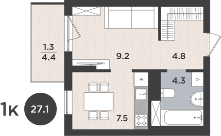 29,2 м², 1-комнатная квартира 3 457 700 ₽ - изображение 7