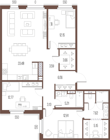 105,7 м², 3-комнатная квартира 39 363 280 ₽ - изображение 15