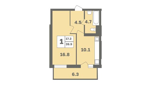 46 м², 1-комнатная квартира 4 390 000 ₽ - изображение 32