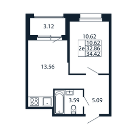 Квартира 34,4 м², 1-комнатная - изображение 4