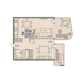 64,3 м², 2-комнатные апартаменты 15 422 400 ₽ - изображение 23