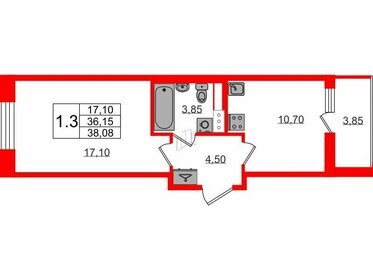 38 м², 1-комнатная квартира 7 700 000 ₽ - изображение 131