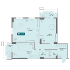 Квартира 90,9 м², 2-комнатная - изображение 1
